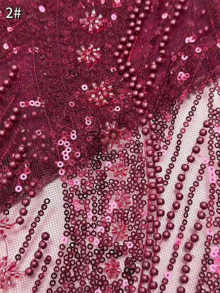 5 Yards Crystal Pearl Beaded Lace Fabric — Luxury Evening Gown and Dress Material
