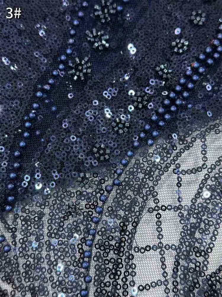 5 Yards Crystal Pearl Beaded Lace Fabric — Luxury Evening Gown and Dress Material