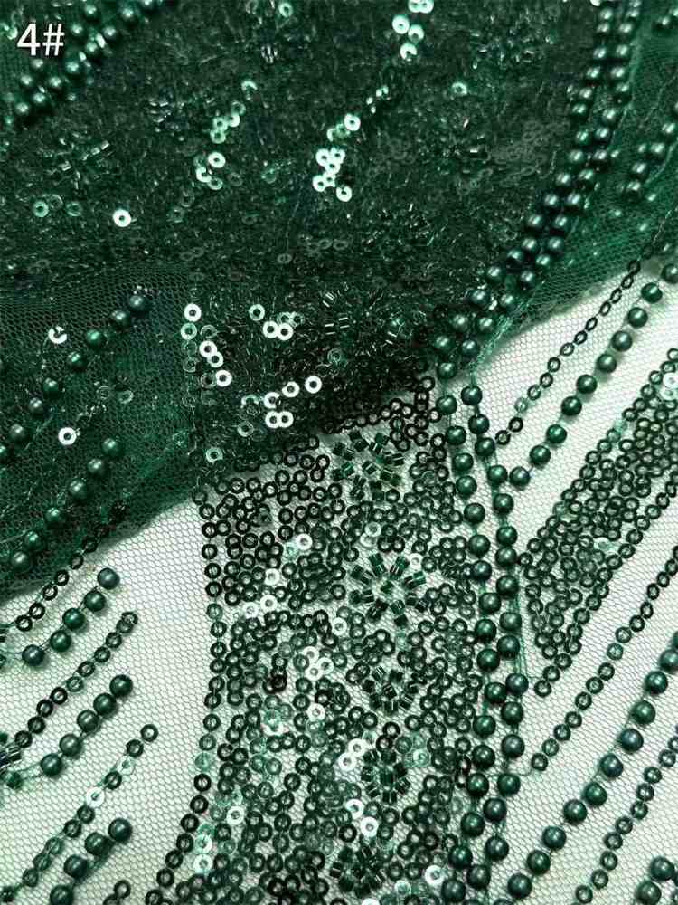5 Yards Crystal Pearl Beaded Lace Fabric — Luxury Wedding Gown and Evening Dress Material
