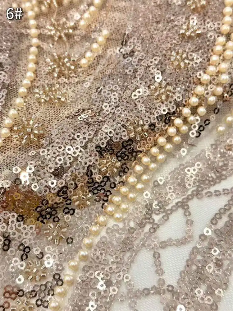 h&m purple glitter dress Exclusive Bridal Iridescent Beaded Embroidery Lace Fabric Premium Wedd –  NEXTSTYLE FABRICS main image 1