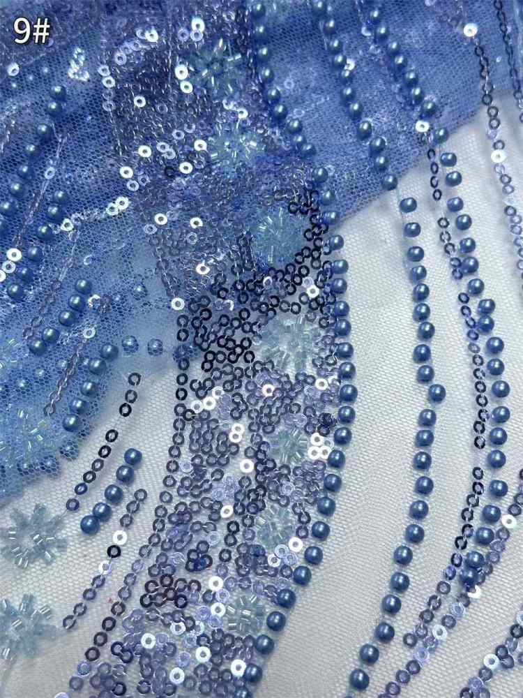5 Yards Crystal Pearl Beaded Lace Fabric — Luxury Wedding Gown and Evening Dress Material