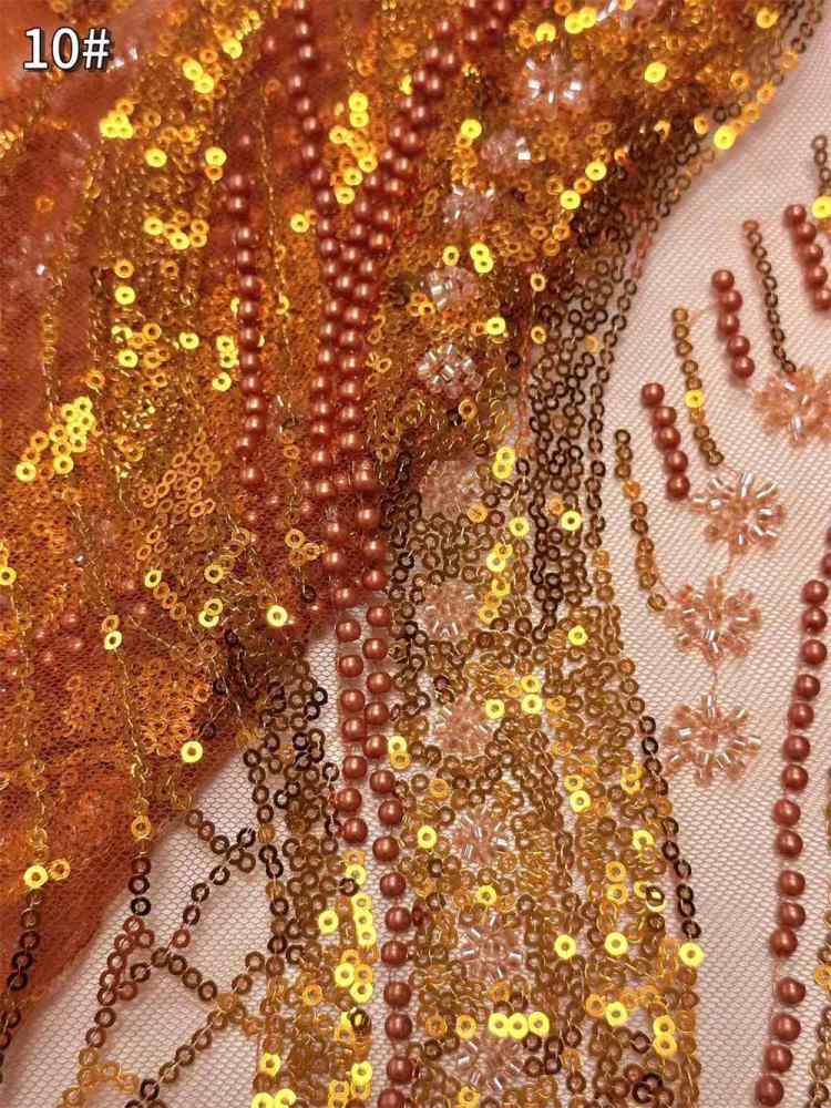 5 Yards Crystal Pearl Beaded Lace Fabric — Luxury Wedding Gown and Evening Dress Material