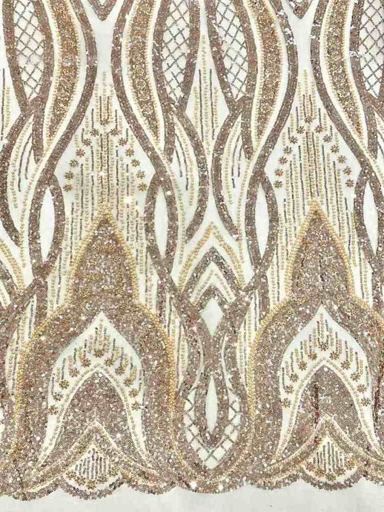 5 Yards Crystal Pearl Beaded Lace Fabric — Luxury Evening Gown and Dress Material