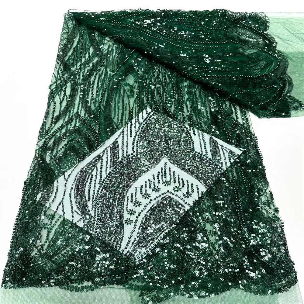 5 Yards Crystal Pearl Beaded Lace Fabric — Luxury Wedding Gown and Evening Dress Material