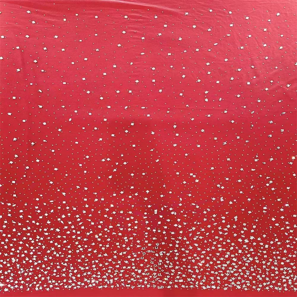 5 Yards Crystal Rhinestone Lace Fabric — Luxury Wedding Gown and Evening Dress Material