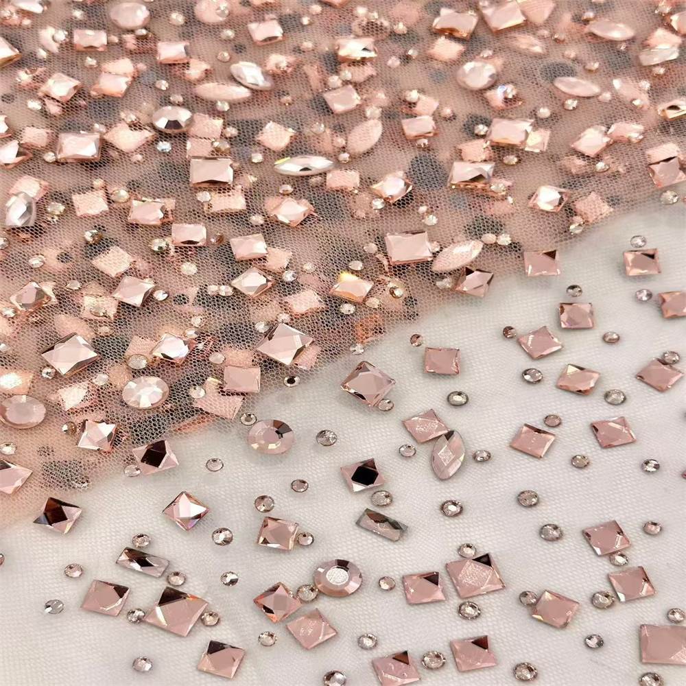 5 Yards Crystal Rhinestone Lace Fabric — Luxury Wedding Gown and Evening Dress Material