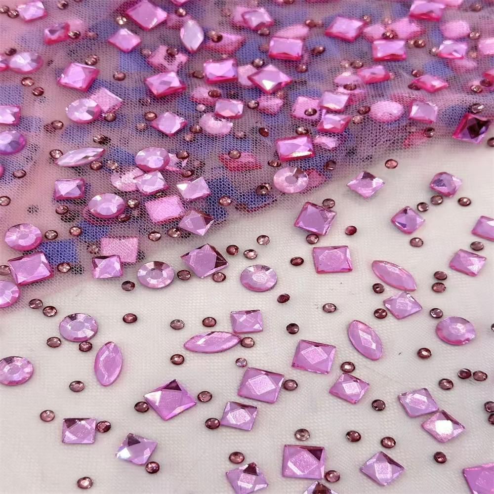 5 Yards Crystal Rhinestone Lace Fabric — Luxury Wedding Gown and Evening Dress Material