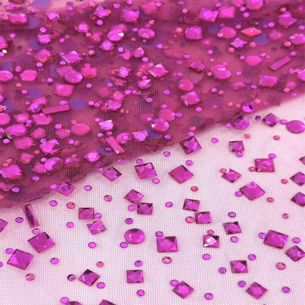 Rhinestone Tulle Fabric - 5 Yards - Embellished with Rhinestones | MOD HN098