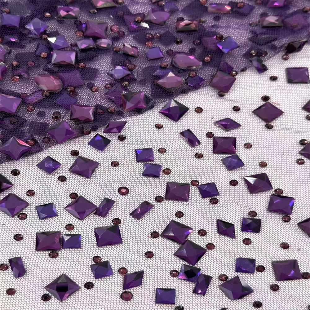 Rhinestone Tulle Fabric - 5 Yards - Embellished with Rhinestones | MOD HN098