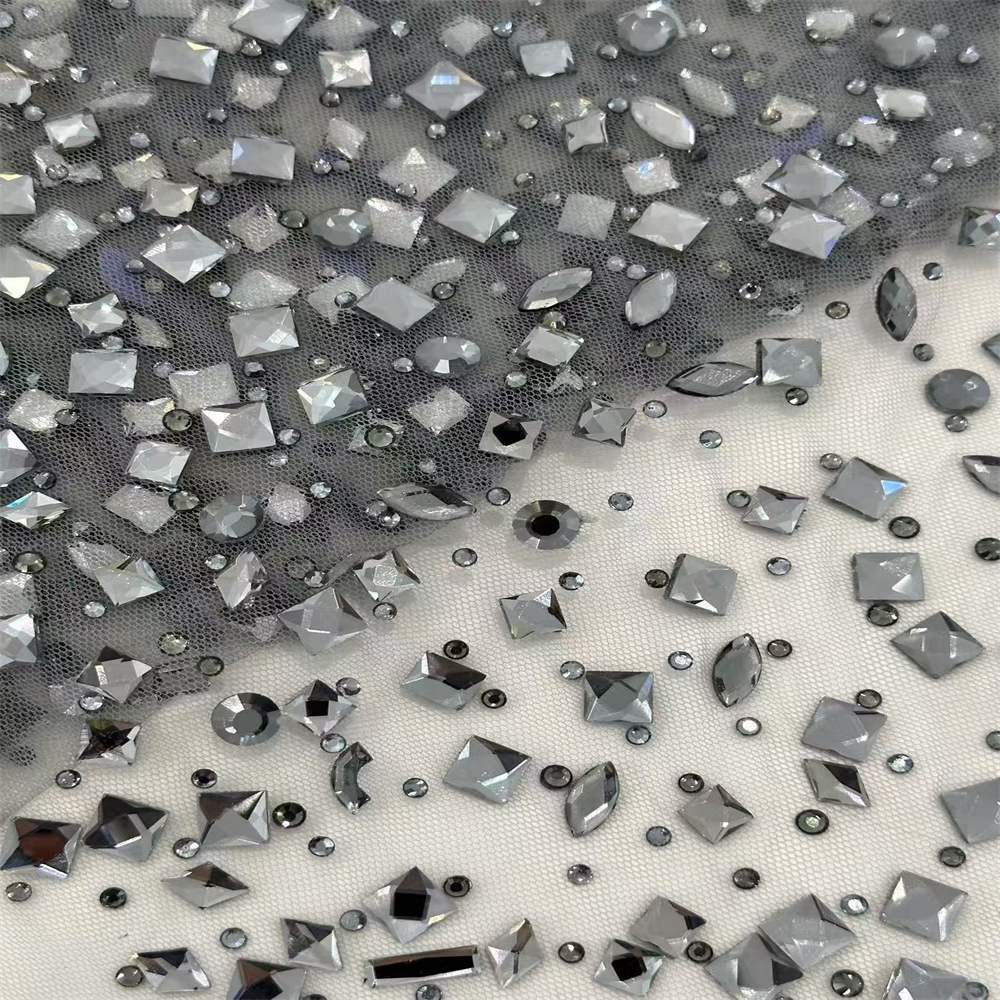 Rhinestone Tulle Fabric - 5 Yards - Embellished with Rhinestones | MOD HN098