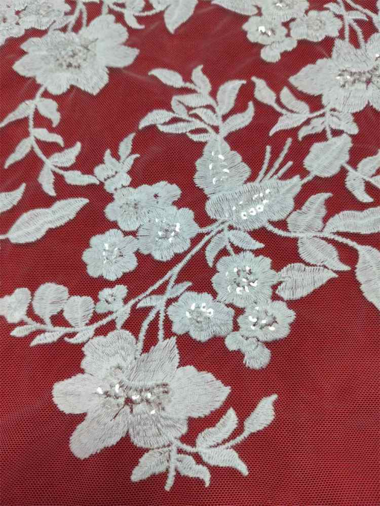 1 Yard Sequin Embroidered Bridal Lace Fabric – Luxury Wedding Gown and Bridal Dress Material