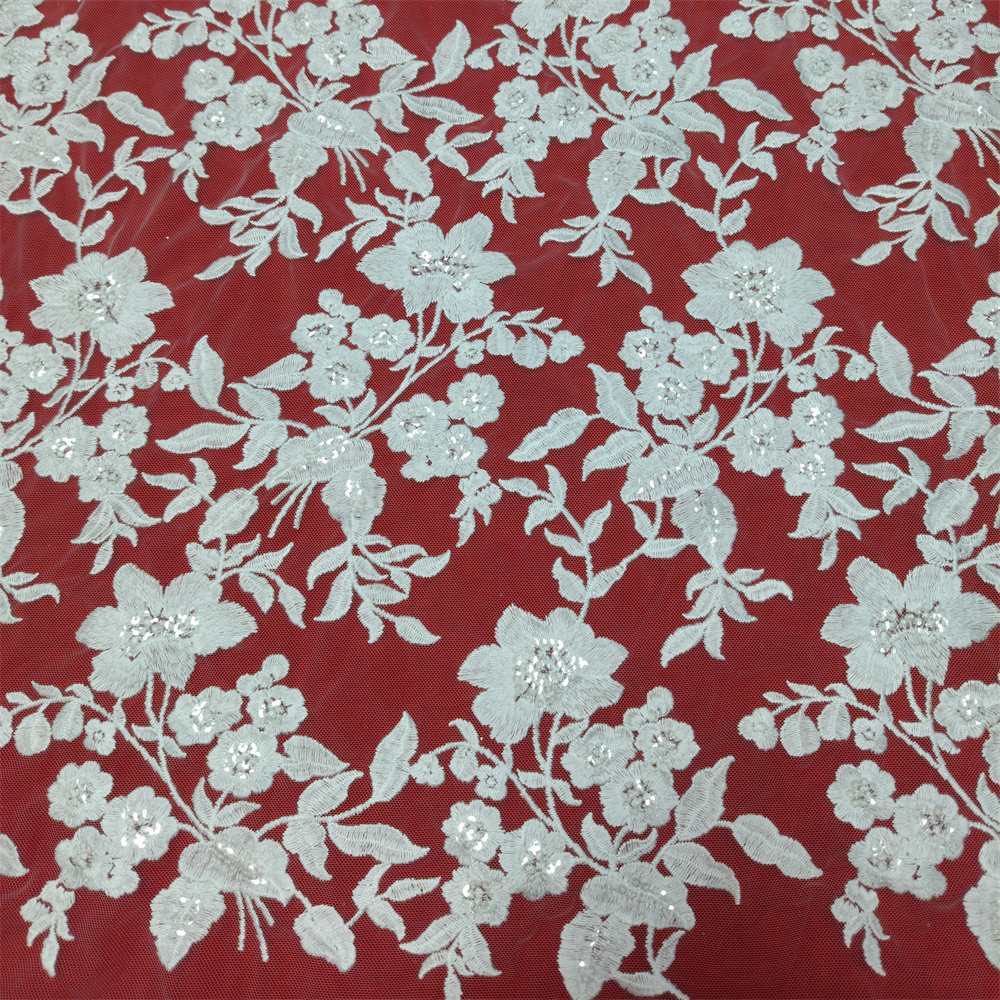 1 Yard Sequin Embroidered Bridal Lace Fabric – Luxury Wedding Gown and Bridal Dress Material
