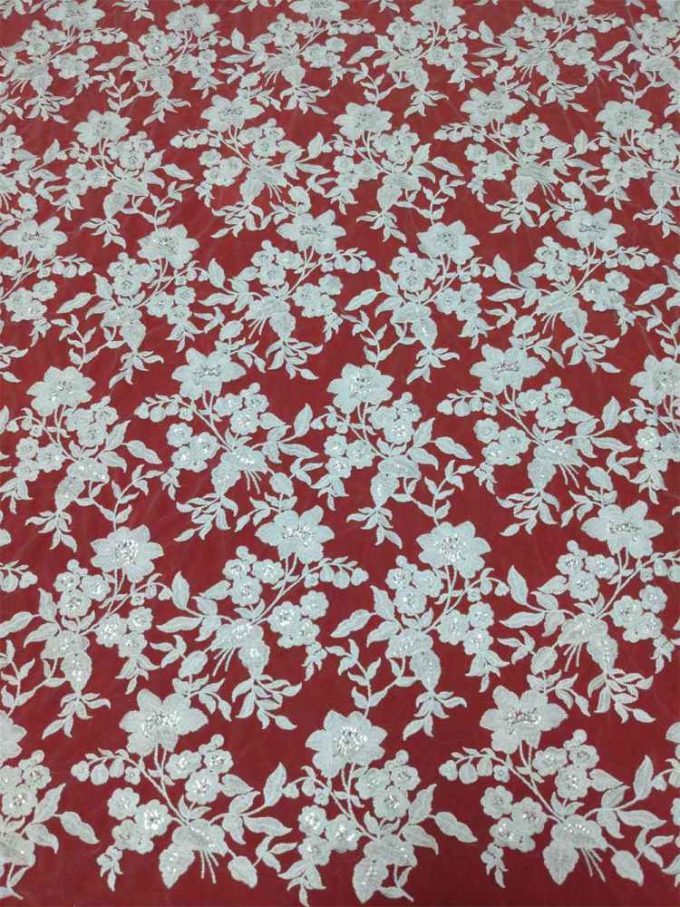 1 Yard Sequin Embroidered Bridal Lace Fabric – Luxury Wedding Gown and Bridal Dress Material