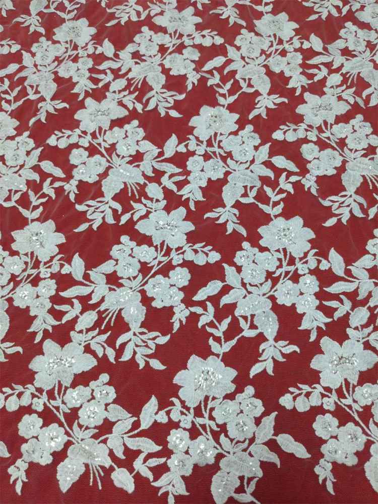 1 Yard Sequin Embroidered Bridal Lace Fabric – Luxury Wedding Gown and Bridal Dress Material
