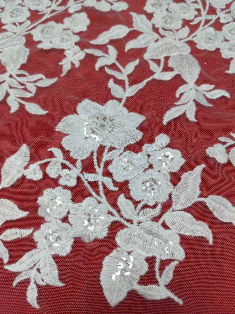 1 Yard Sequin Embroidered Bridal Lace Fabric – Luxury Wedding Gown and Bridal Dress Material
