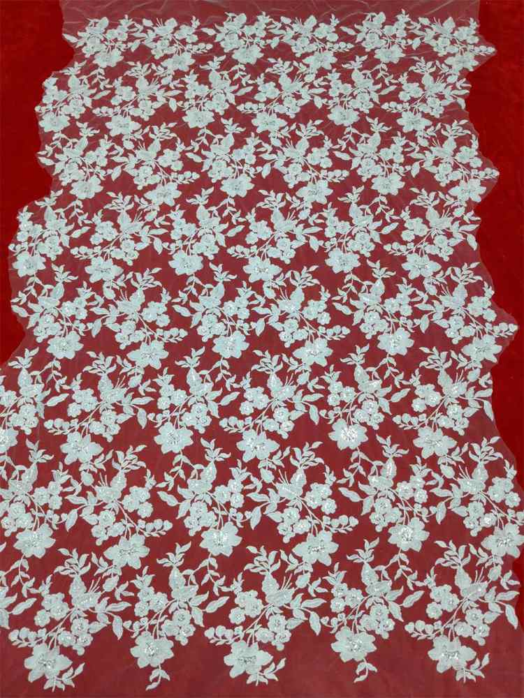 1 Yard Sequin Embroidered Bridal Lace Fabric – Luxury Wedding Gown and Bridal Dress Material
