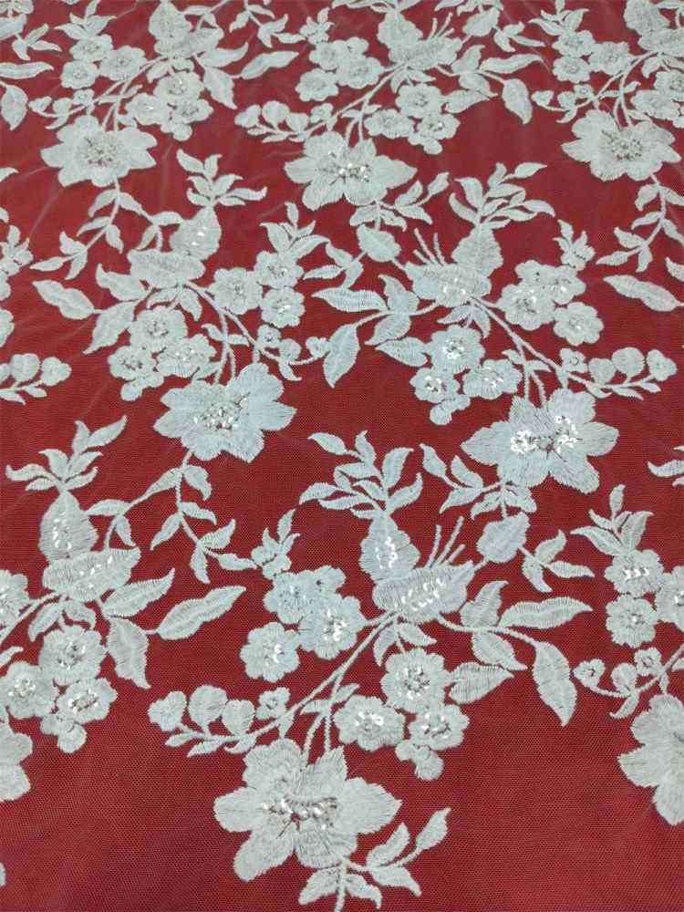 1 Yard Sequin Embroidered Bridal Lace Fabric – Luxury Wedding Gown and Bridal Dress Material