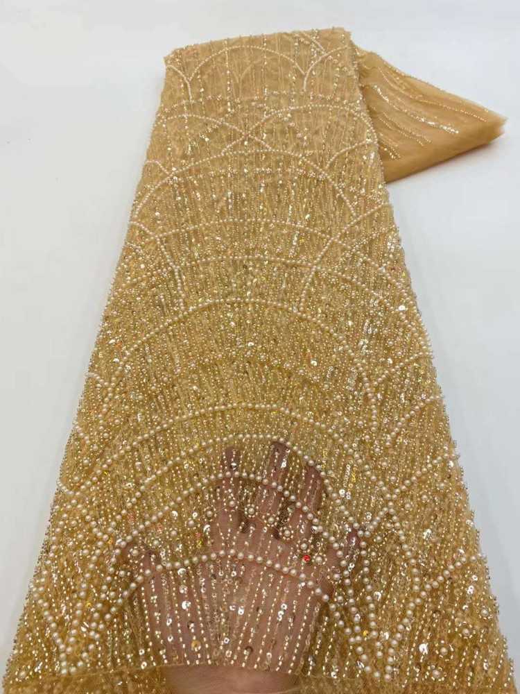 5 Yards Beaded Lace Material Fabric