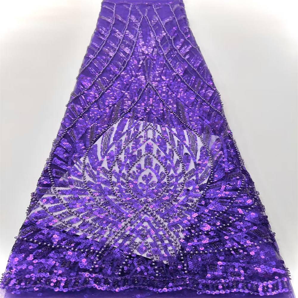 5 Yards Pearl Beaded Lace Fabric – Luxury Wedding Gown and Evening Dress Material