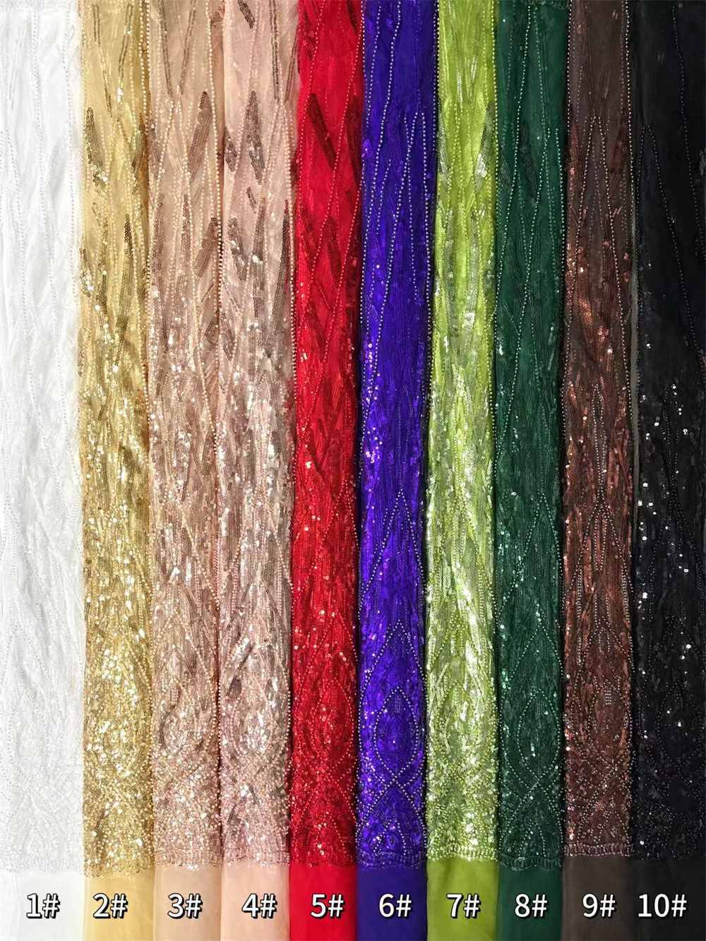 5 Yards Pearl Beaded Lace Fabric – Luxury Wedding Gown and Evening Dress Material