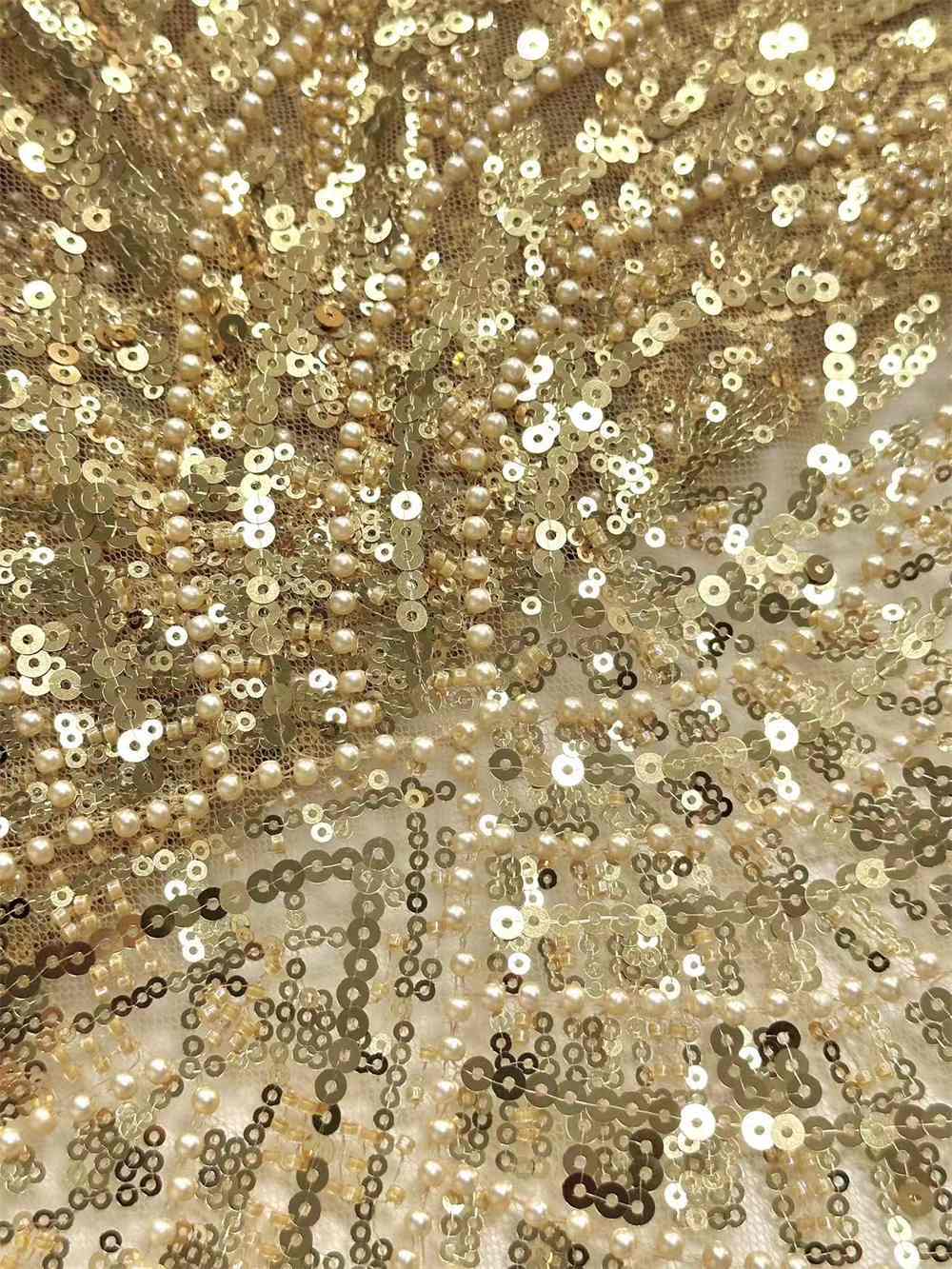 Pearl Beaded Lace Fabric HN275