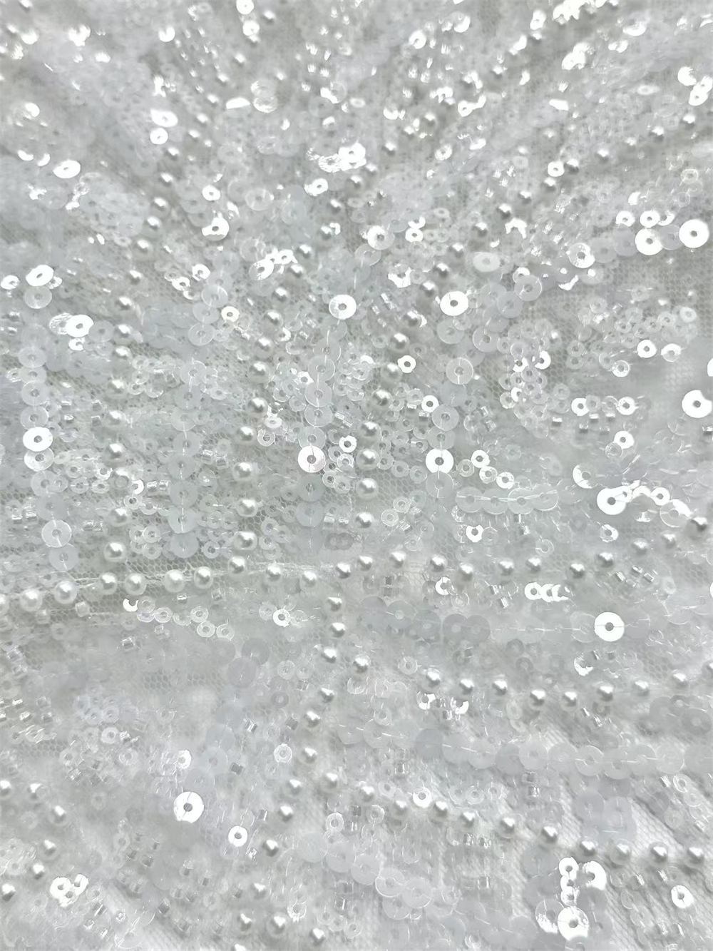 Pearl Beaded Lace Fabric HN275