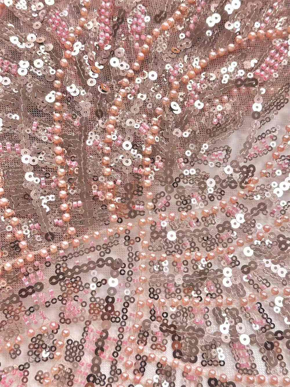 Pearl Beaded Lace Fabric HN275
