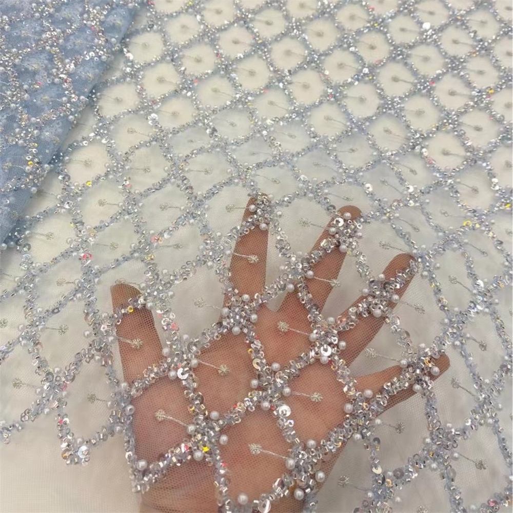5 Yards Pearl Beaded Lace Fabric – Luxury Wedding Gown and Evening Dress Material | Love in Lace