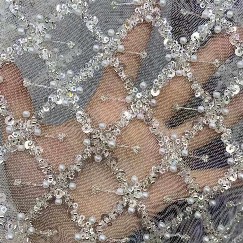 5 Yards Pearl Beaded Lace Fabric – Luxury Wedding Gown and Evening Dress Material | Love in Lace