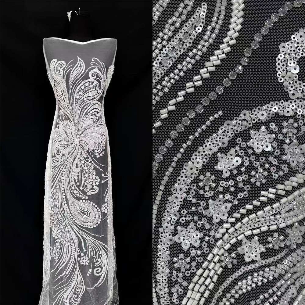 Beaded Lace Fabric HN278
