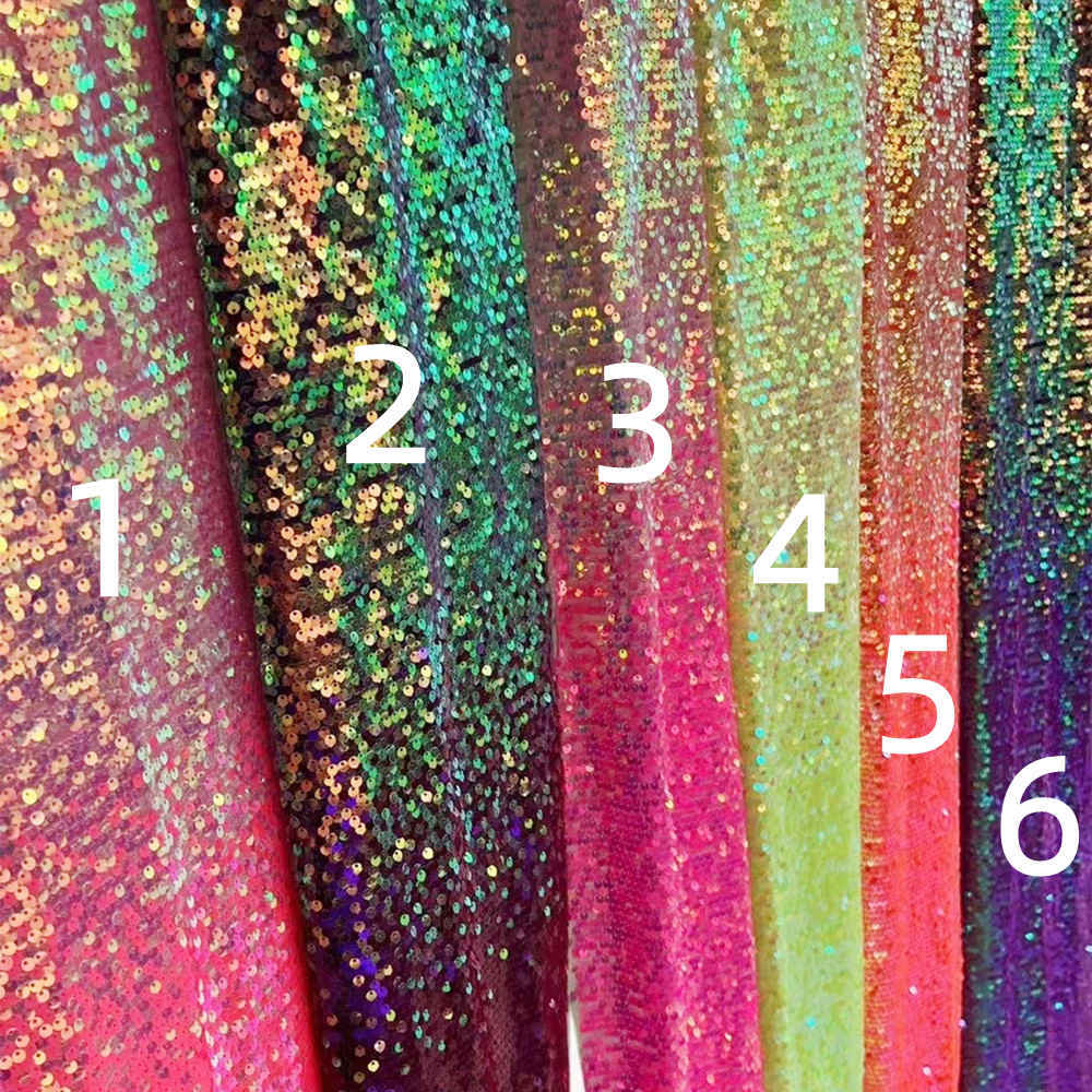 5 Yards Ombré Sequin Fabric - Gradient Sequin Fabric - Colorful Sequin Tulle Lace Fabric | GTIN ZT065