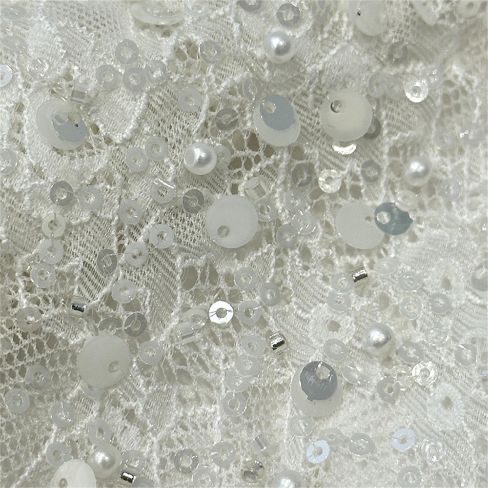 5 Yards Beaded Chantilly Lace Fabric Material For Dressmaking