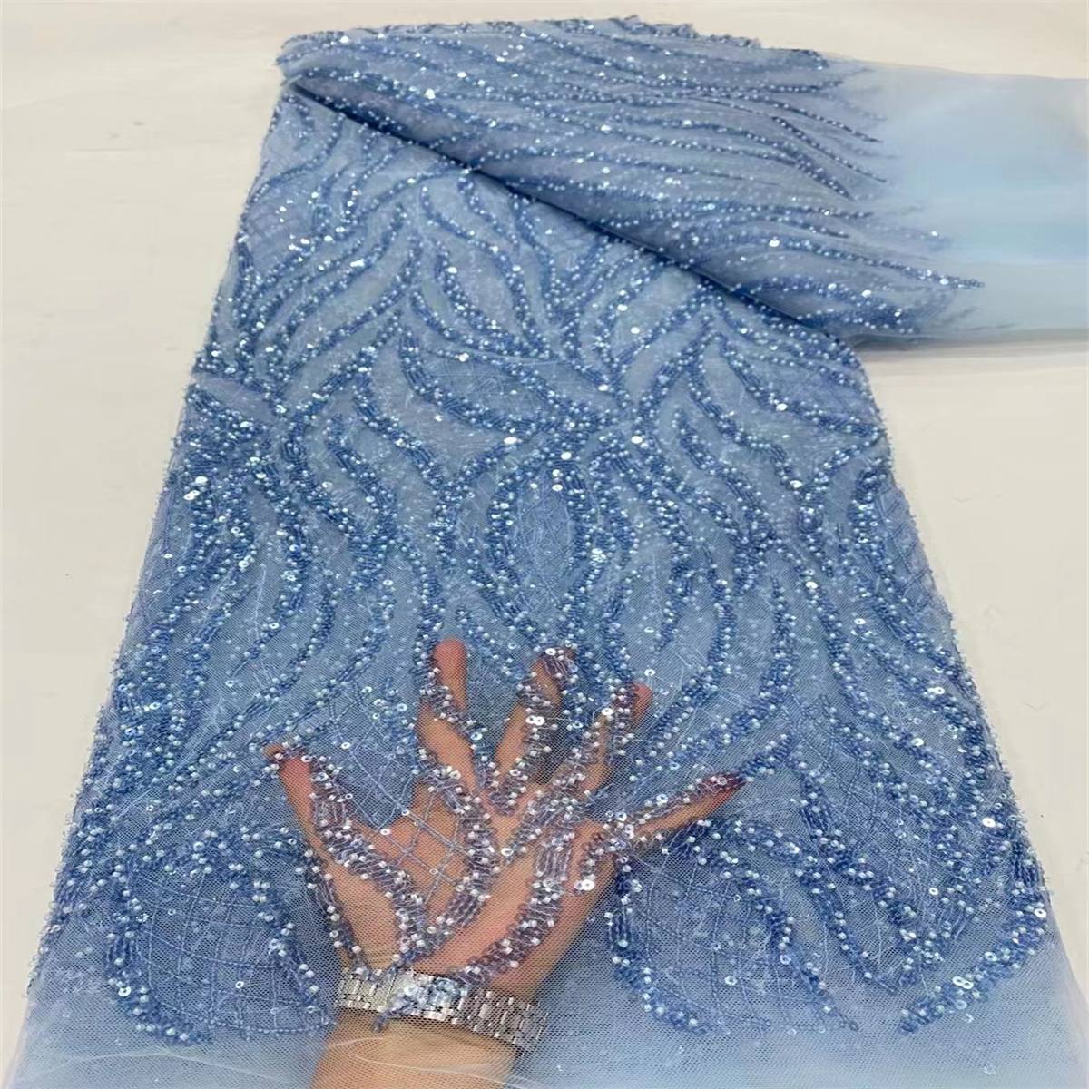 5 Yards Beaded Lace Fabric for Dresses & Gowns – Lace