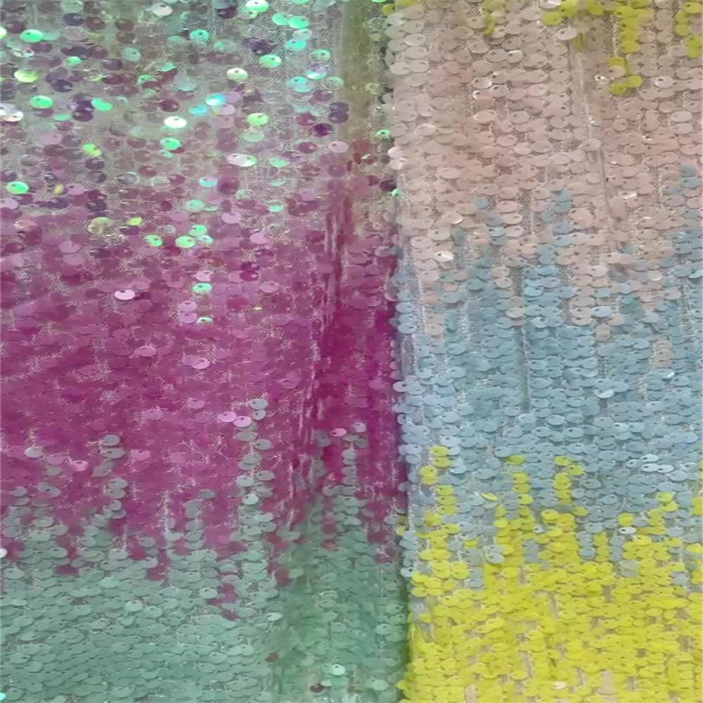 5 Yards Colorful Gradient Ombré Sequin Lace Fabric – Luxury Evening Dress and Party Gown Material | Love in Lace