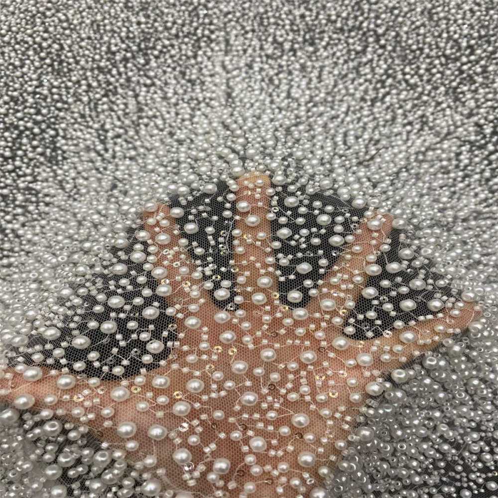 1 Yard Beaded Lace Material Fabric