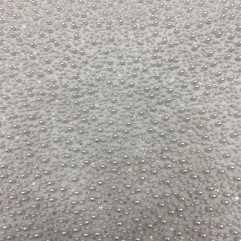 5 Yards Pearl Beaded Bridal Lace Fabric – Luxury Wedding Gown and Bridal Dress Material | Love in Lace