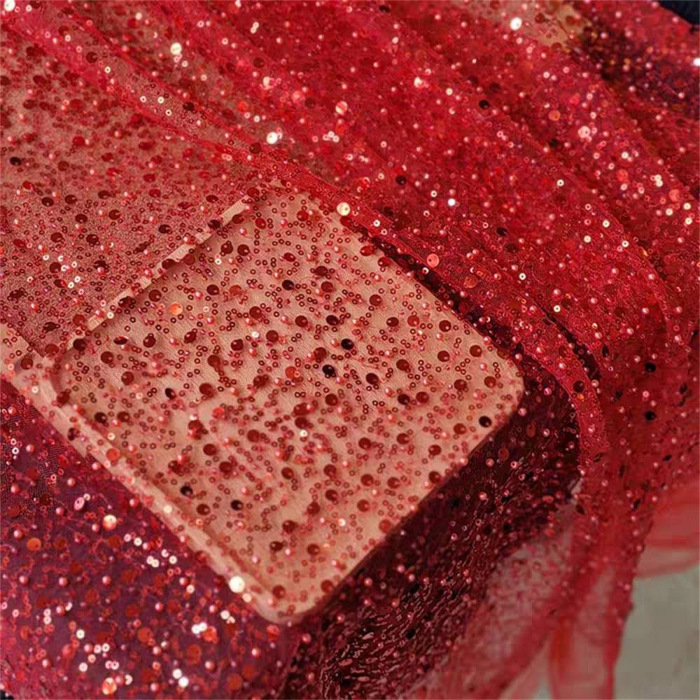 5 Yards Pearl Beaded Lace Fabric – Luxury Wedding Gown and Evening Dress Material | Love in Lace | NO. JW002