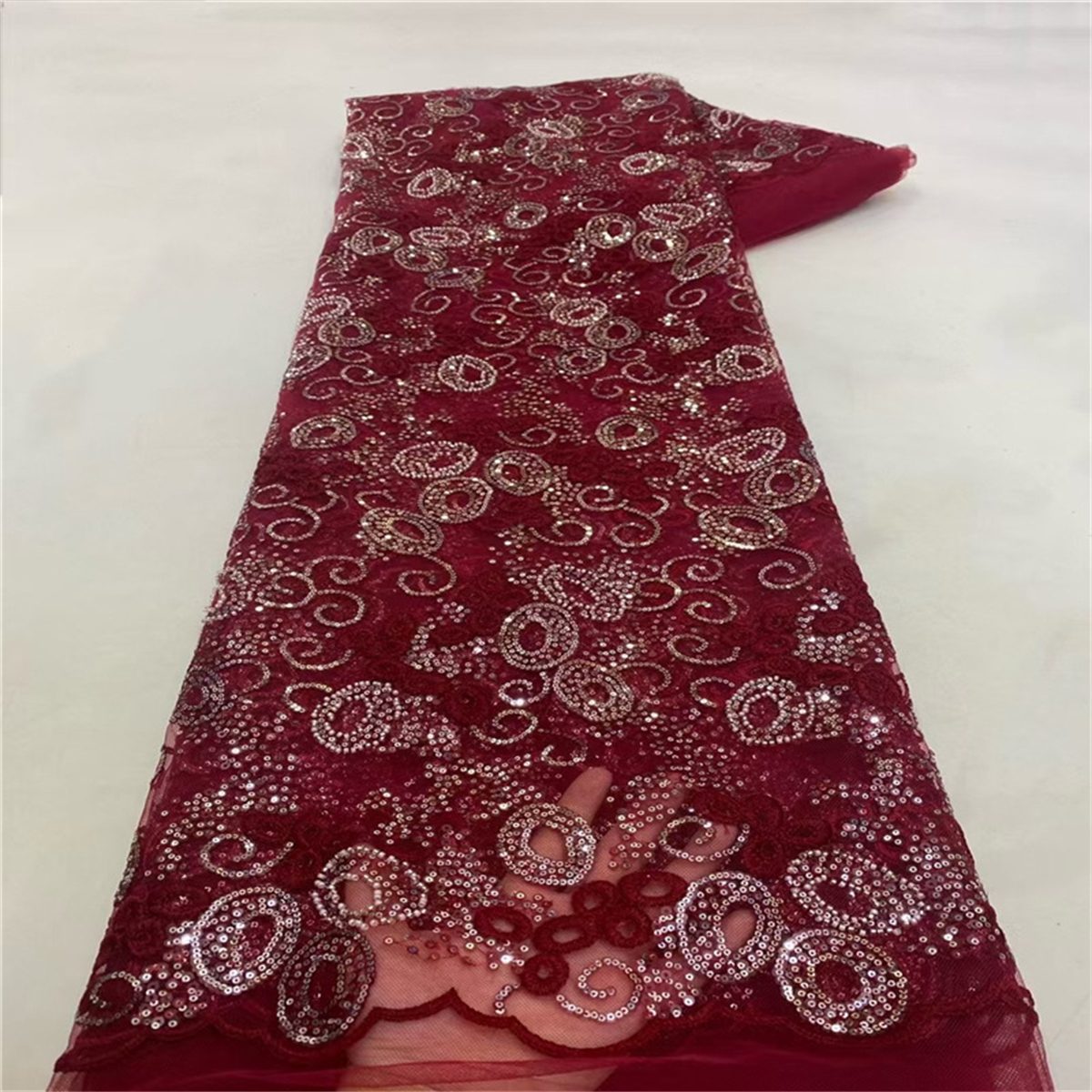 5 Yards Beaded Embroidered Lace Fabric – Luxury Wedding, Bridal, Party Gown and Evening Dress Material | Love in Lace | NO. JLT210