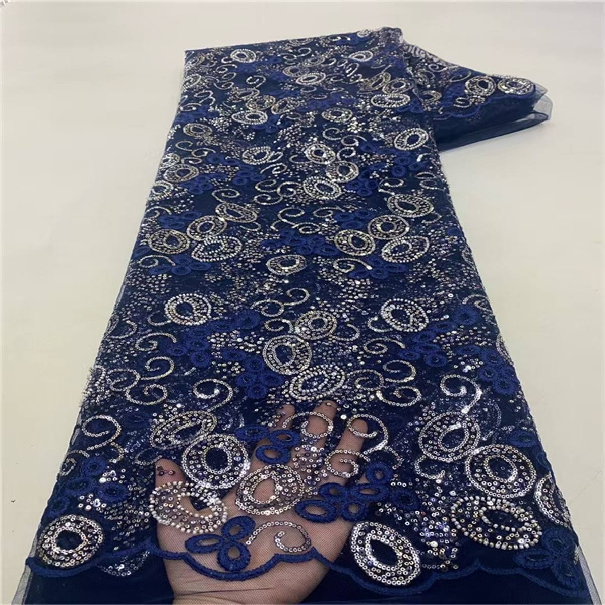 5 Yards Beaded Embroidered Lace Fabric – Luxury Wedding, Bridal, Party Gown and Evening Dress Material | Love in Lace | NO. JLT210
