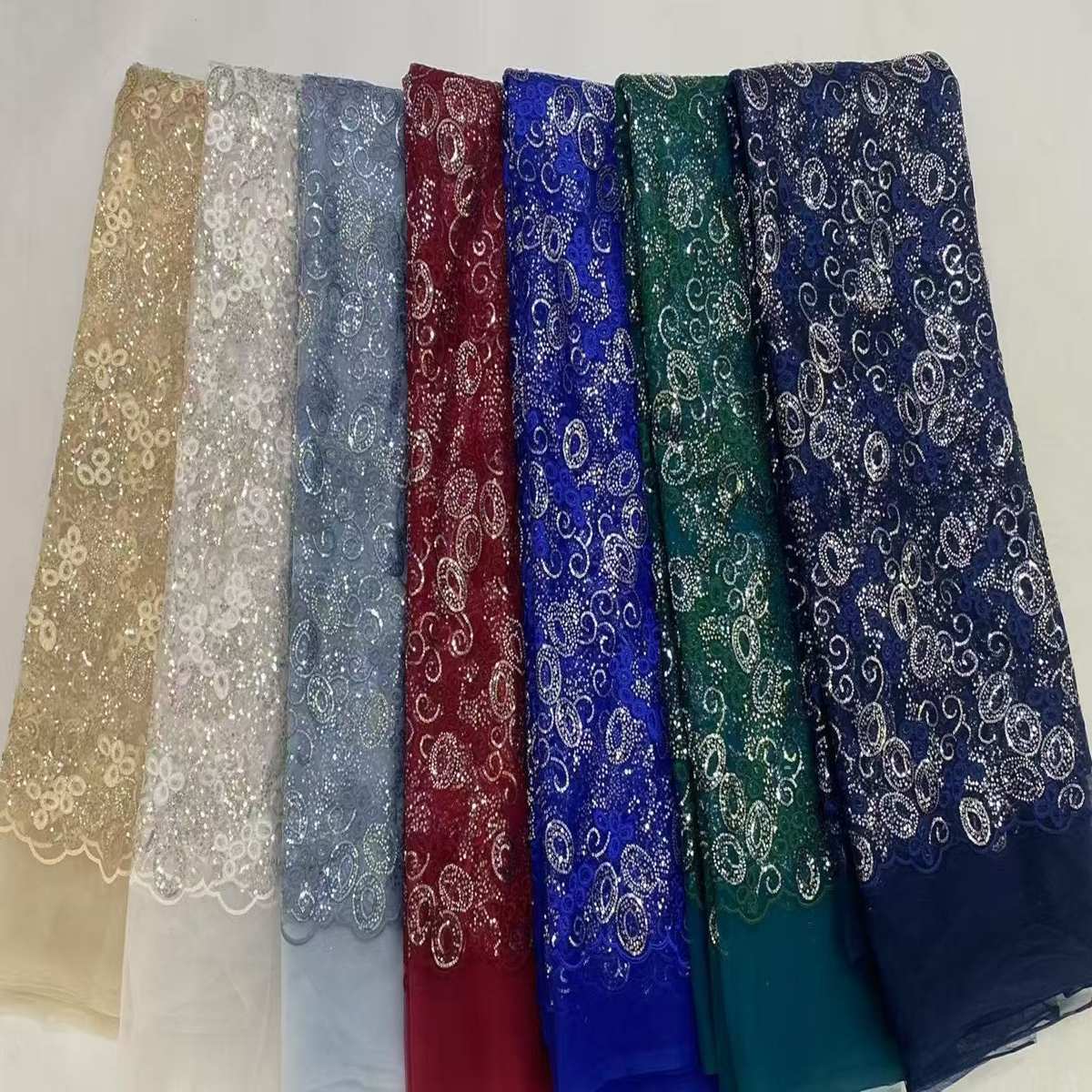 5 Yards Beaded Embroidered Lace Fabric – Luxury Wedding, Bridal, Party Gown and Evening Dress Material | Love in Lace | NO. JLT210