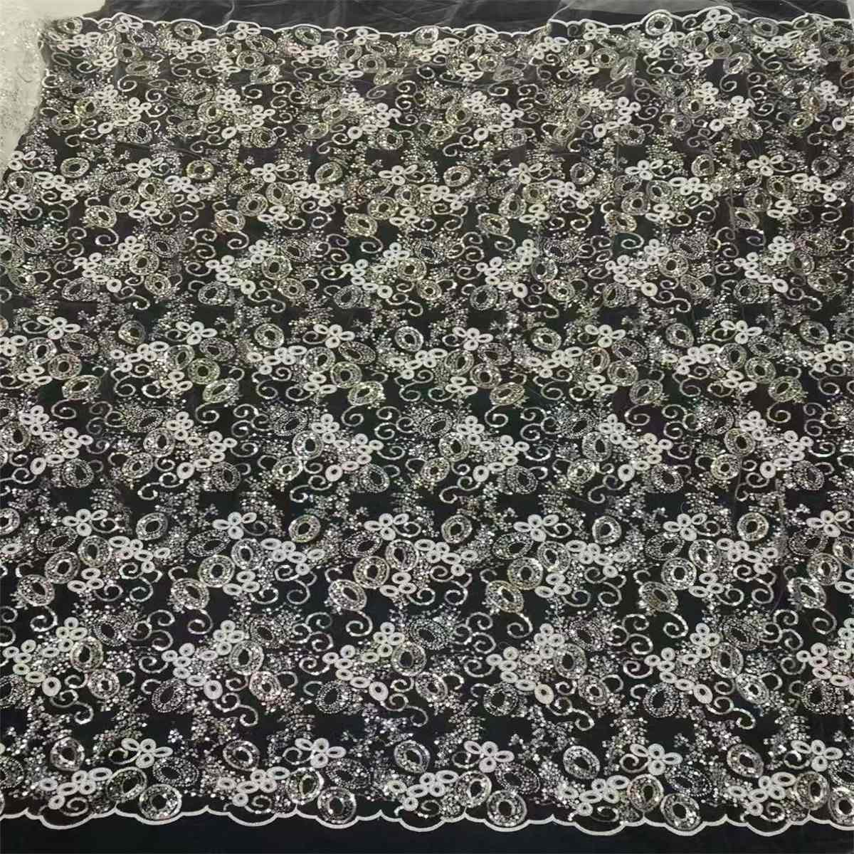 5 Yards Beaded Embroidered Lace Fabric – Luxury Wedding, Bridal, Party Gown and Evening Dress Material | Love in Lace | NO. JLT210
