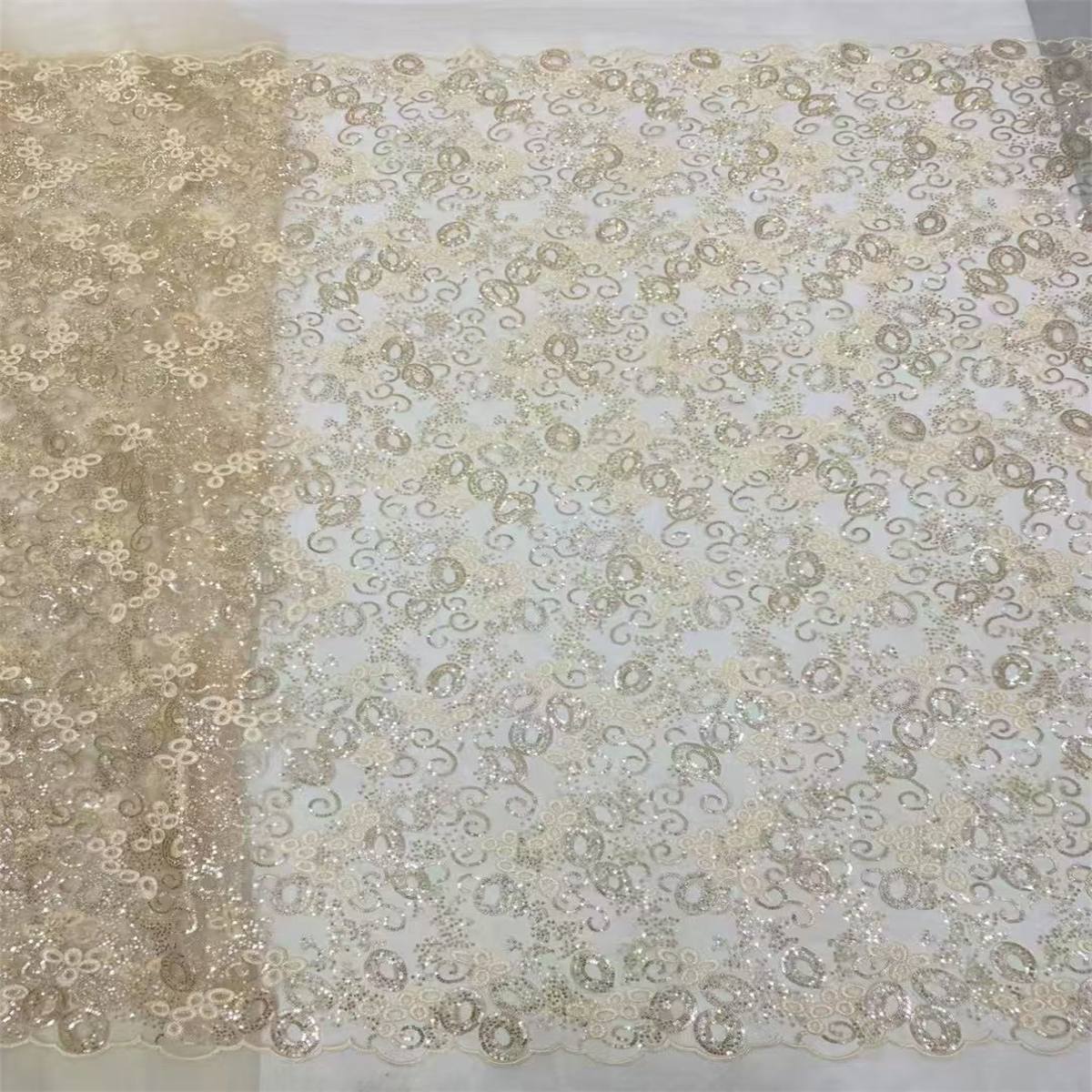 5 Yards Beaded Embroidered Lace Fabric – Luxury Wedding, Bridal, Party Gown and Evening Dress Material | Love in Lace | NO. JLT210