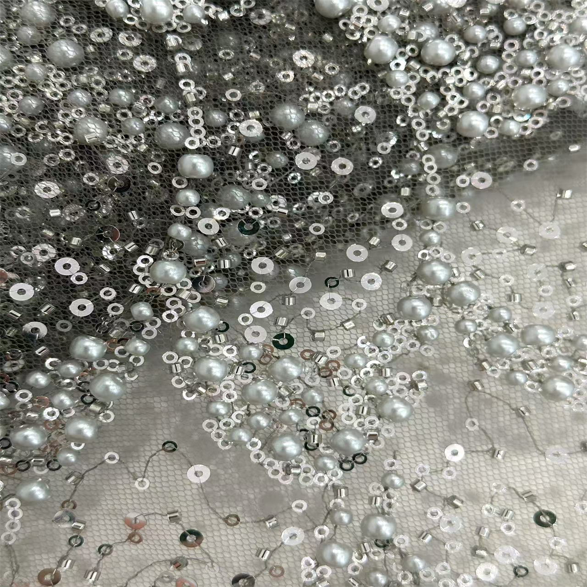 5 Yards Pearl Beaded Lace Fabric – Luxury Wedding, Bridal, Party Gown and Evening Dress Material | Love in Lace | NO. ZT150