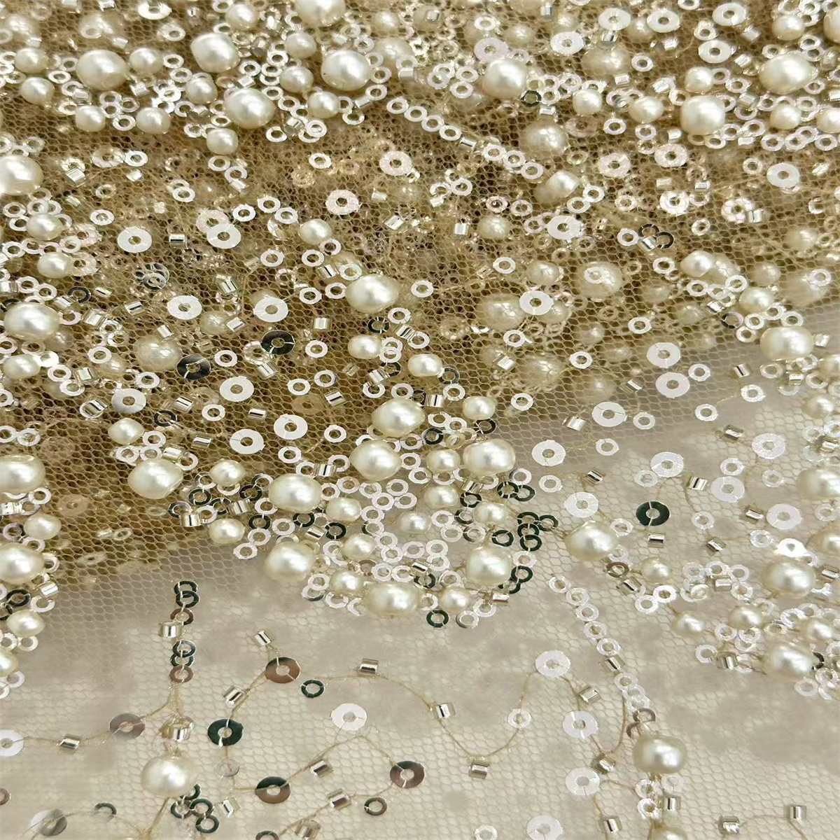5 Yards Pearl Beaded Lace Fabric – Luxury Wedding, Bridal, Party Gown and Evening Dress Material | Love in Lace | NO. ZT150