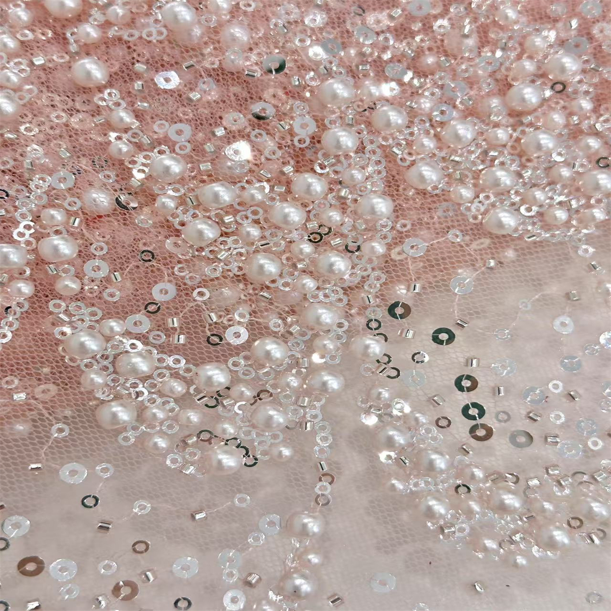 5 Yards Pearl Beaded Lace Fabric – Luxury Wedding, Bridal, Party Gown and Evening Dress Material | Love in Lace | NO. ZT150