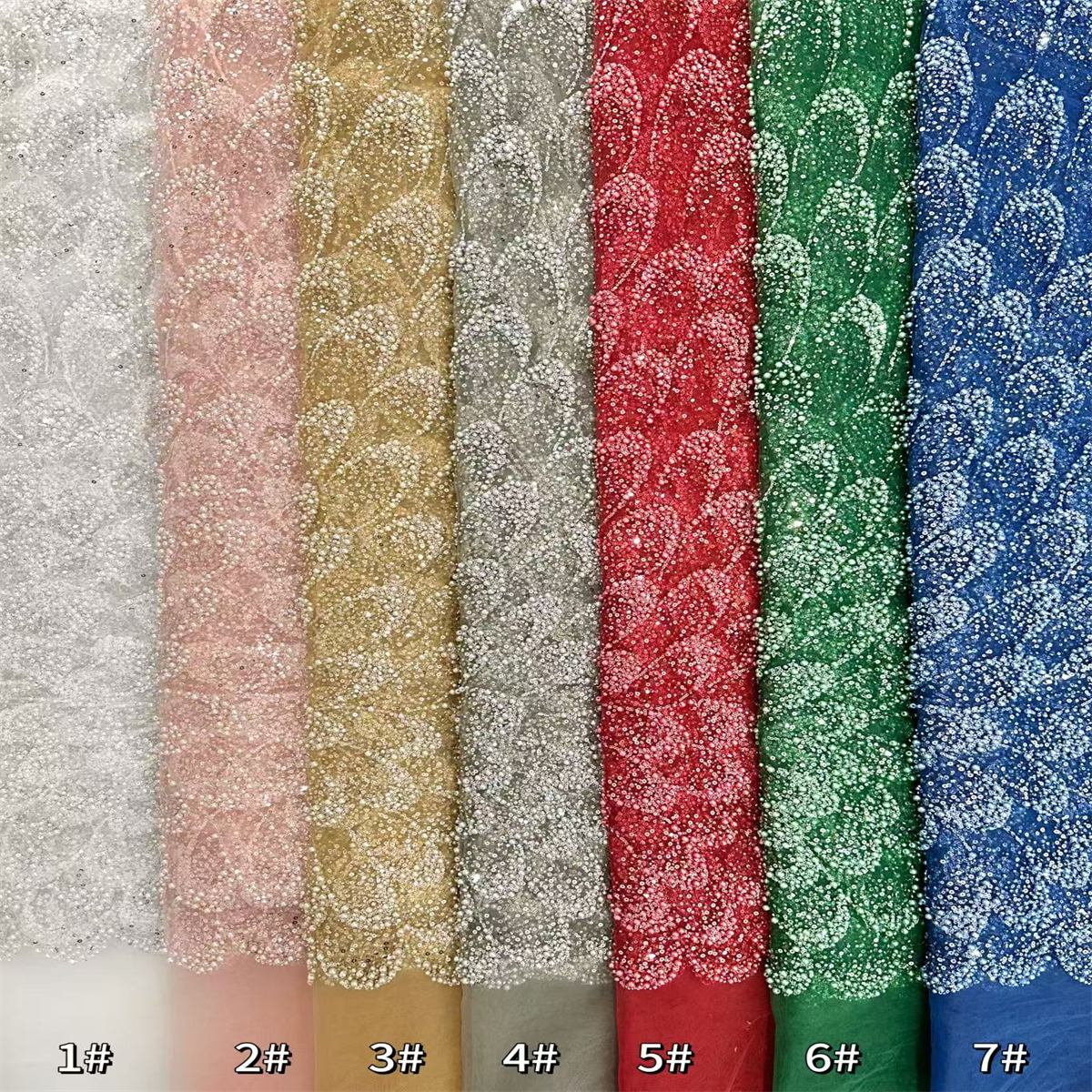 5 Yards Pearl Beaded Lace Fabric – Luxury Wedding, Bridal, Party Gown and Evening Dress Material | Love in Lace | NO. ZT150