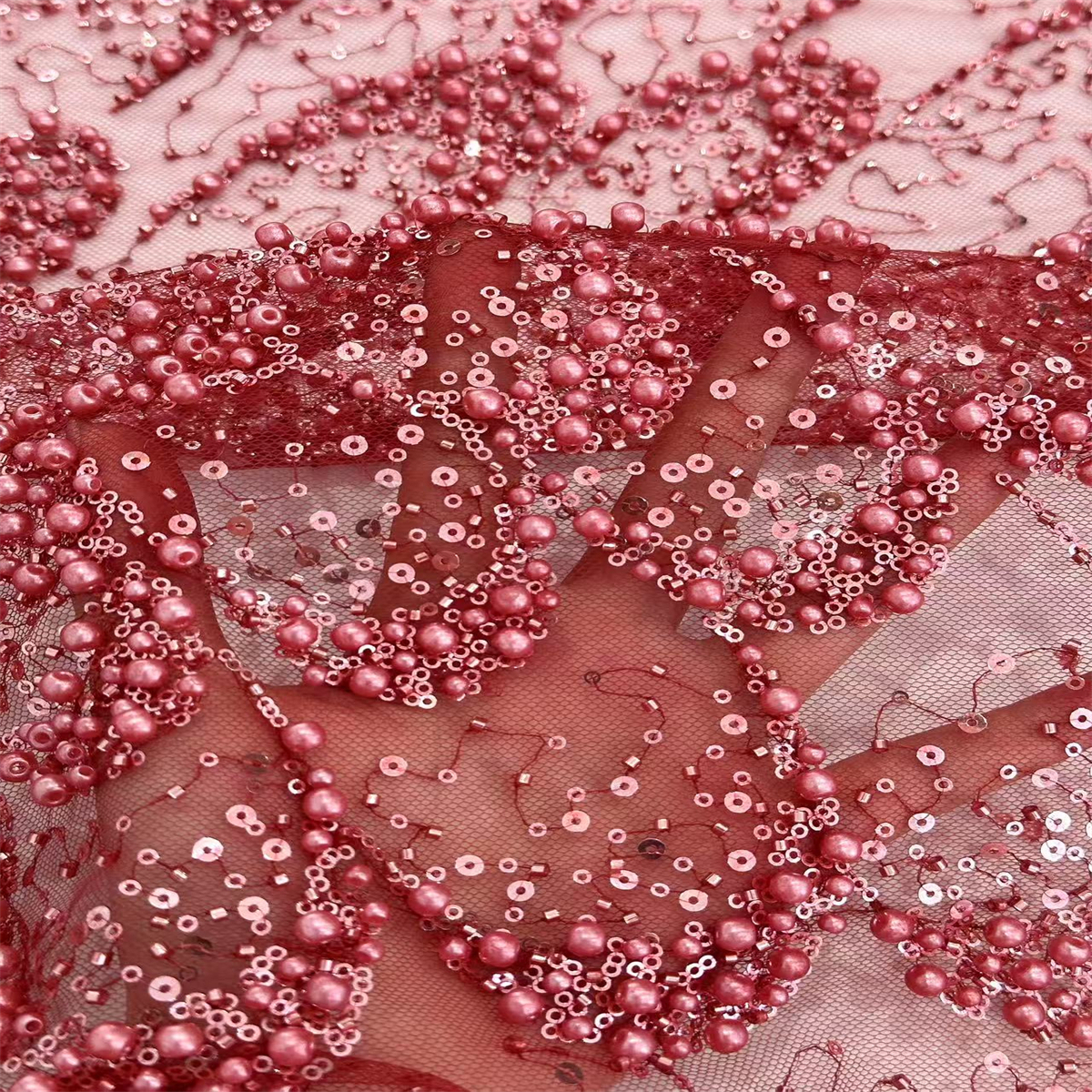 5 Yards Pearl Beaded Lace Fabric – Luxury Wedding, Bridal, Party Gown and Evening Dress Material | Love in Lace | NO. ZT150