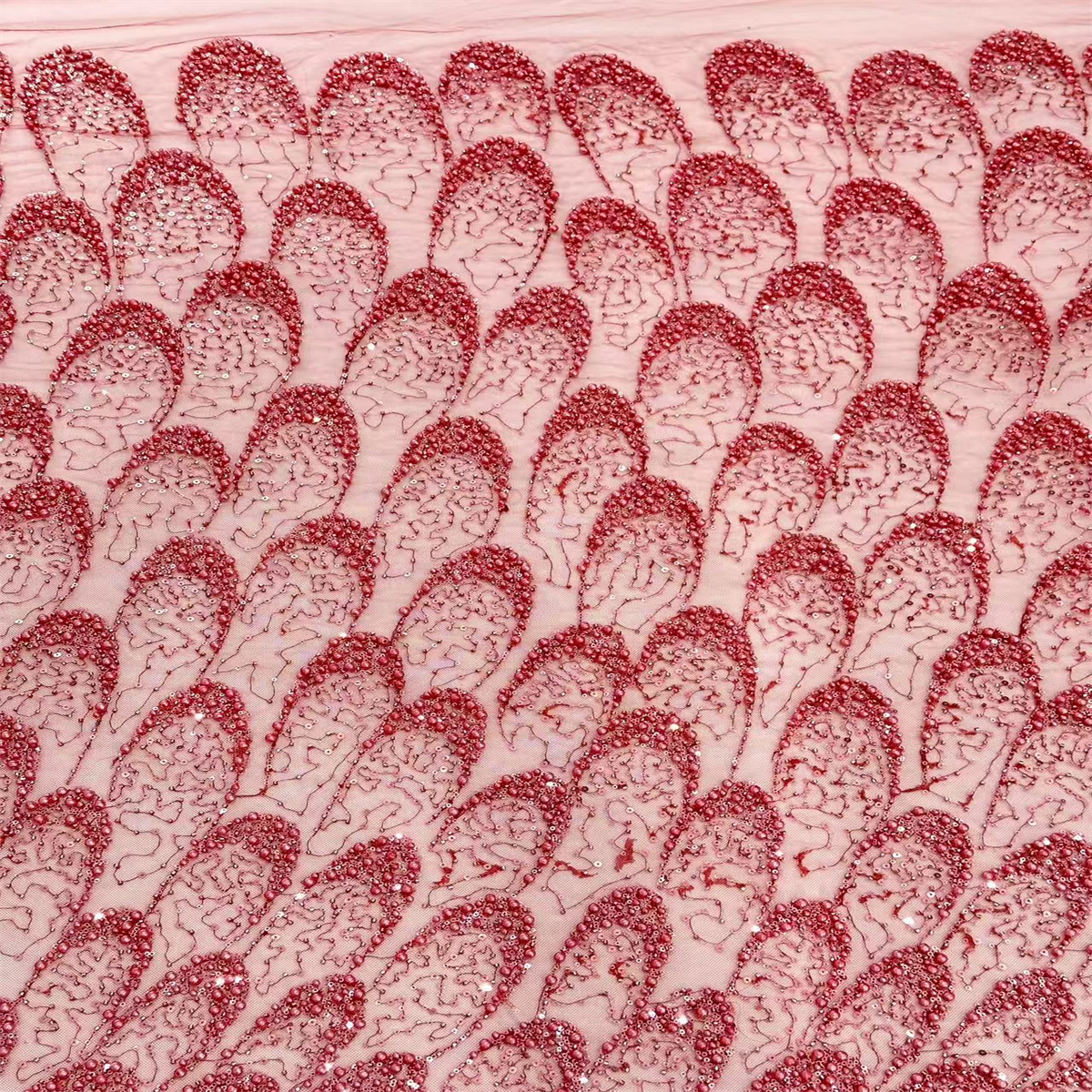 5 Yards Pearl Beaded Lace Fabric – Luxury Wedding, Bridal, Party Gown and Evening Dress Material | Love in Lace | NO. ZT150