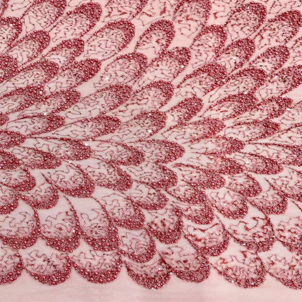 5 Yards Pearl Beaded Lace Fabric – Luxury Wedding, Bridal, Party Gown and Evening Dress Material | Love in Lace | NO. ZT150