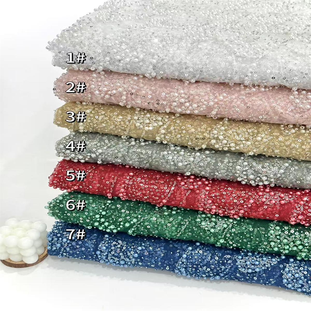 5 Yards Pearl Beaded Lace Fabric – Luxury Wedding, Bridal, Party Gown and Evening Dress Material | Love in Lace | NO. ZT150